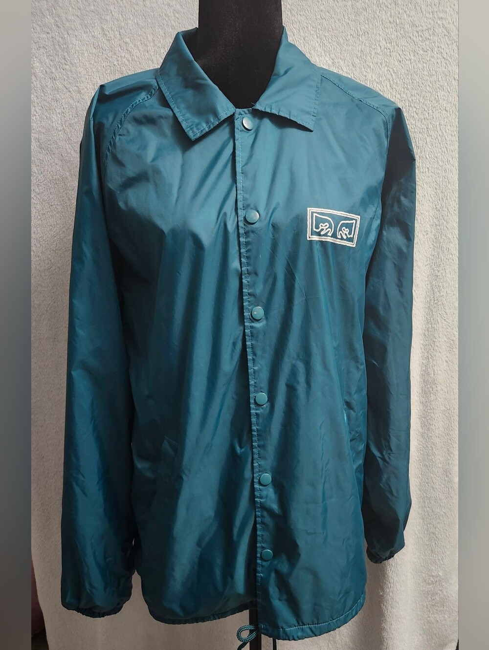 OBEY Clothing Large Eyes Streetwear Coaches Jacket - Dark Teal Green